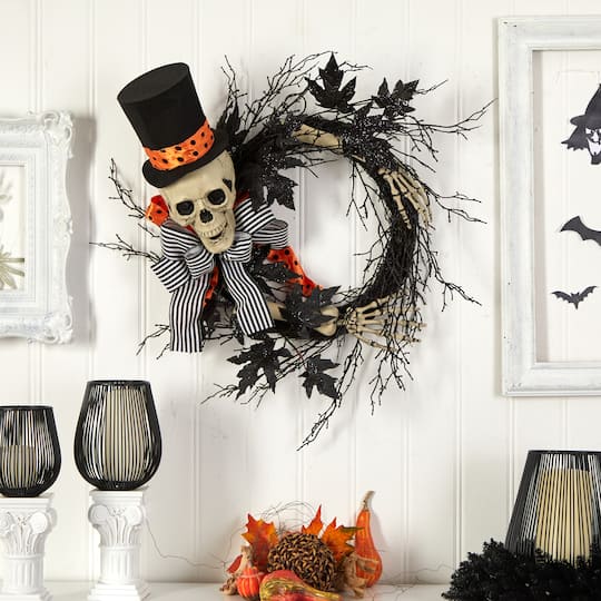 26" Halloween Dapper Skeleton Wreath
